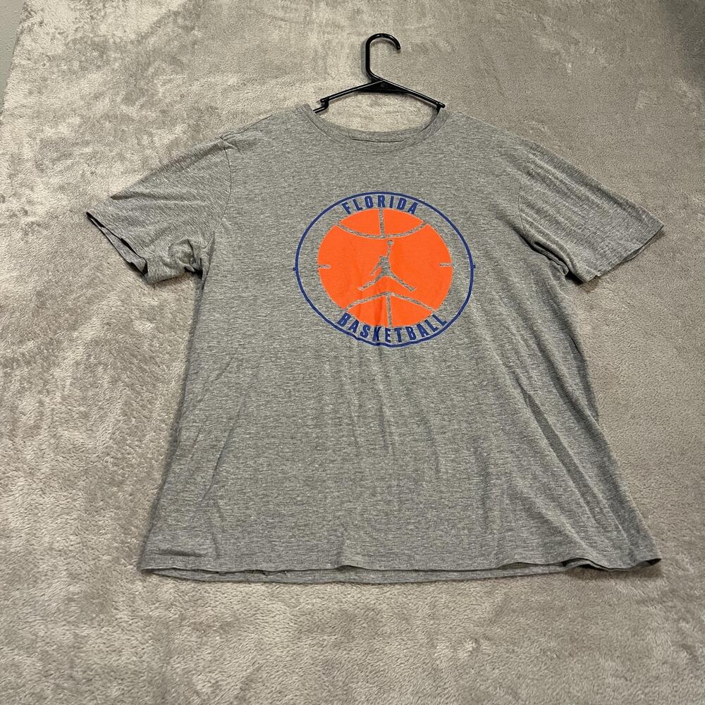Florida Gators Shirt Mens Large Gray NCAA Basketball Nike Tee Jordan Jumpman